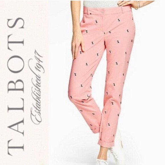 ADORABLE TALBOTS French Bull Dog Emroidered The Weekend Chino Size 4 - Picture 1 of 8